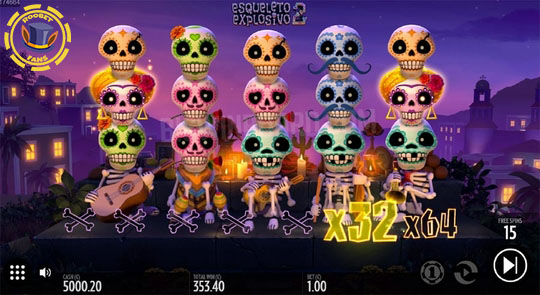 Esqueleto Explosivo 2 slot at Roobet has an exciting theme centered around the Mexican Day of the Dead.