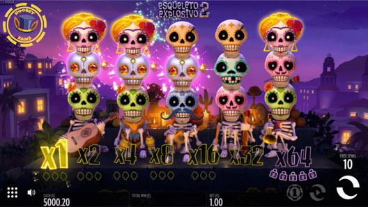 Esqueleto Explosivo 2 slot at Roobet has an exciting theme centered around the Mexican Day of the Dead.